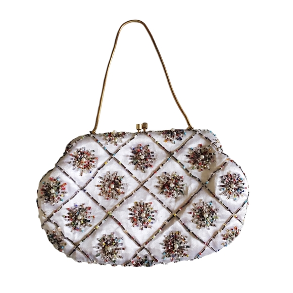 Source Unknown Handbags - Satin Beaded Clutch /Evening Bag/Formal Events/Prom /Vintage
